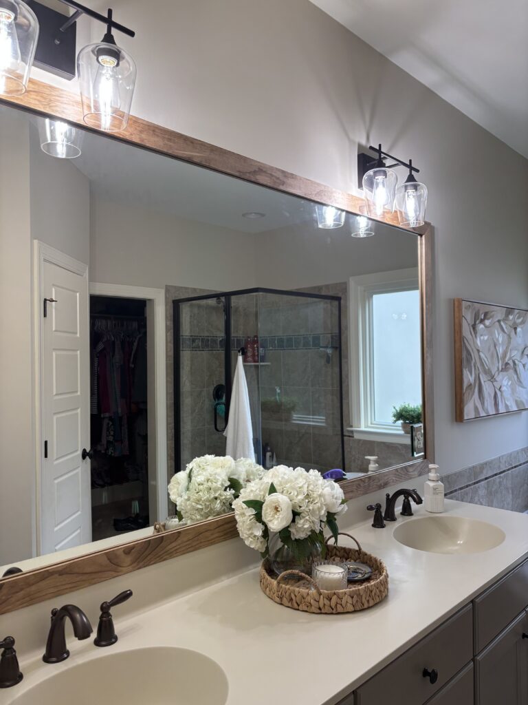 After: Upscaling a Master Bath Mirror — Carpentry in Holly Springs, NC